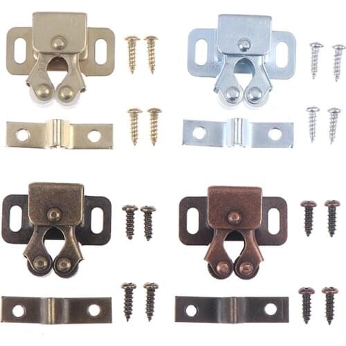 Double Roller Catch + Screws Cupboard Cabinet Door Latch Locks Hardware Tool