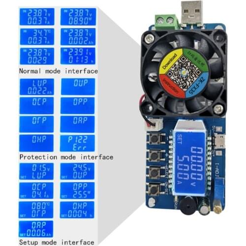 Electronic Load USB Load Tester 35W Constant Current Battery Capacity Tester E7CB