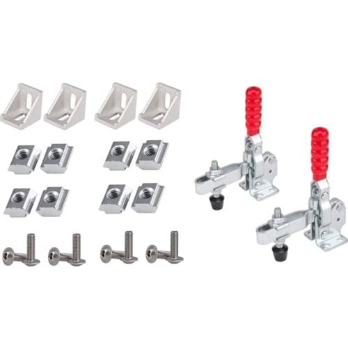 100x 2020 Series Aluminum Profile Connector Set for 6mm Slot Aluminum Profile & 2Pcs GH-12130 Quick Release Toggle Clamp