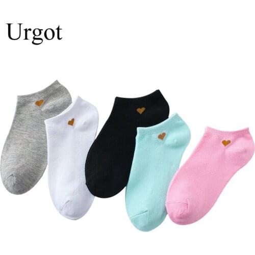 Urgot 10 Pairs Womens Socks Cute Lovely Candy Color Short Tube Cotton Ladies Summer Shallow Mouth Anti-skid Ankle Socks Meias