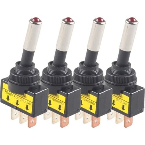 New 12V 20A car Auto Red LED Light Toggle Rocker Switch 3Pin SPST ON/OFF Switches