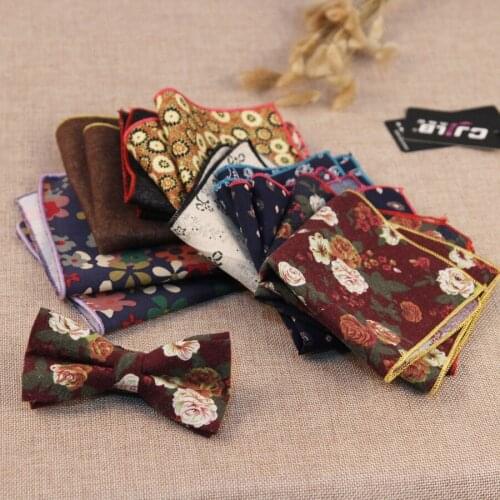 New Casual Cotton Pocket Square For Formal Suit Adults Man Handkerchief Flowers Small Kerchief Western Style Floral Chest Napkin