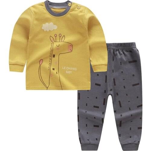 Baby Boys Girls Clothing Infant Cotton Long Sleeve T-shirt Pant Suit Cartoon Costume Children Pajamas Clothing Sets F0067
