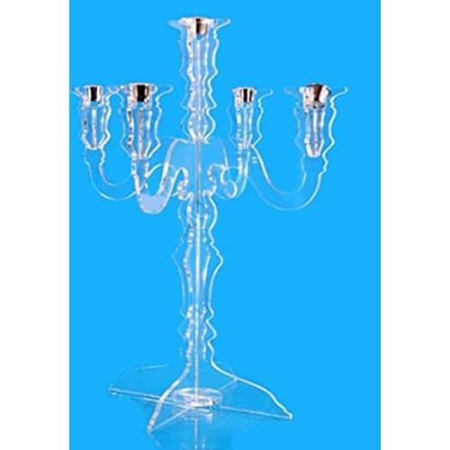 European Clear Acrylic Candle Holder ,PlexiglassTea Light Candelabra chandelier With 5 Cups For Wedding,Party,Festival ,Christma