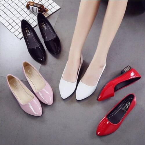 2021 Spring small leather shoes square root thick bottom shallow mouth non-slip single shoes casual shoes womens shoes