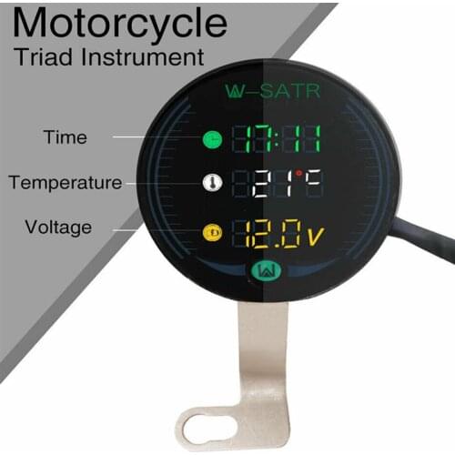 3 in 1 Motorcycle Voltmeter Volt meter Voltage Universal LED Mileage Temperature Voltmeter Digital Display For 12/24V Motorcycle
