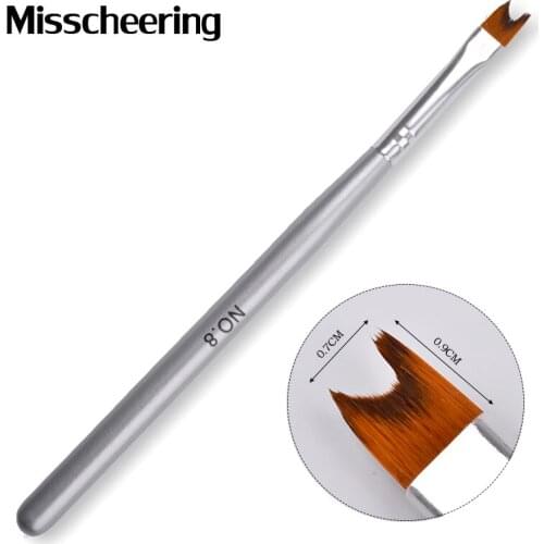 New 1pcs Silver Handle Nail French Brush For UV Gel Nail Painting Drawing Pen Polishing Tips Manicure Design DIY Nail Art Tools