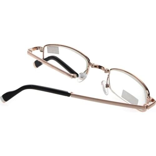 1PC Mini Foldable Reading Glasses Metal Full Frame Case Eyeglass +1.00 to +4.00 Y1UA