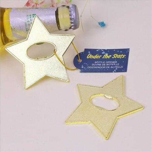 100pcs/lot wedding party favors gift and giveaways for guests "Under The Star' Gold Star Bottle Opener party presents souvenir