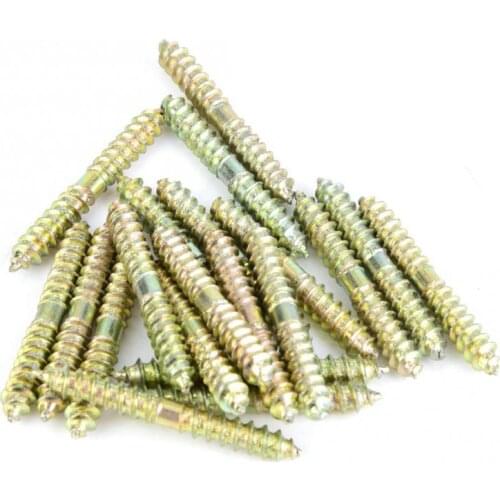20Pcs 5*40mm Zinc Plated Iron Dowel Screw DIY Wood Woodworking Furniture Connector Double Ended Screw Pointed Self-Tapping Screw