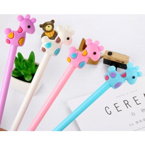 48pcs/set Manufacturer Direct Sales Cartoon Creative Coloured Deer Neutral Pen Animal Student Office Signature Cute Pen