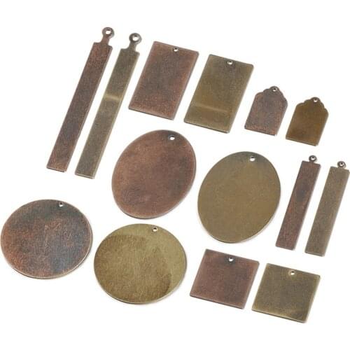 5pcs Antique Bronze Brass Blank Stamping Tag Pendants Metal Alphabet Letter Stamps Tags for Jewelry Necklace Making F70