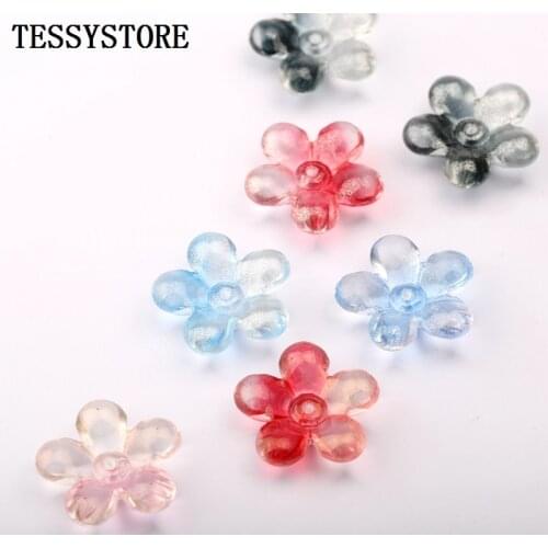 5pcs Five petal Flowers Lampwork Beads Three-dimensional Shape Glass Beads For Jewelry Making Hairpin Earring Accessories