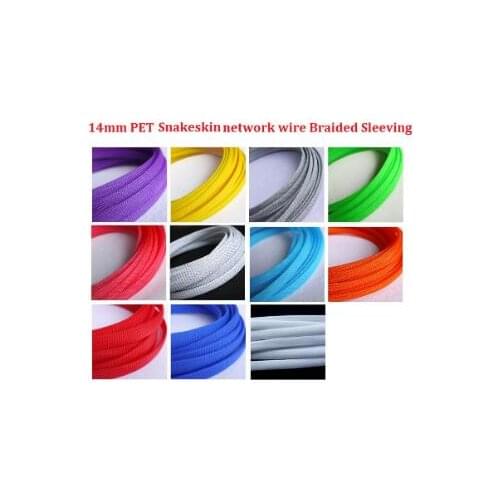 50M Cable Sleeves 14mm PET Expandable Insulation Sheathing Braided Sleeves 14 mm Snakeskin Mesh Wire Protecting Nylon Tight