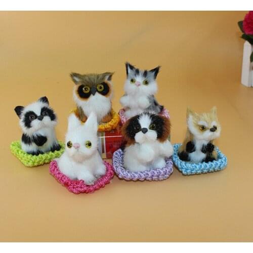 6pcs/lsets Simulated Small Animal Cat Squirrel Fox Cats Owl Puppy Little Rabbit Various Styles Pocket Animals Plush Doll