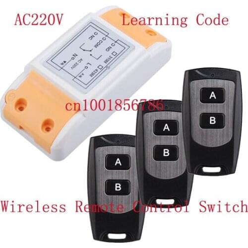 AC220V 10A 1CH 1500W wireless remote control system 1 Receiver &3 Transmitter smart home Learning code adjustable 315/433MHZ