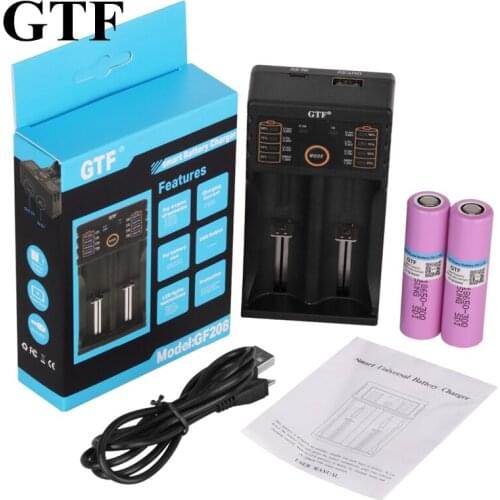 Rechargeable stack, gtf, 2 parts, 3.7v, 3000mah, 18650, inr18650b, lithium, flashlight torch + 1 piece, 18650, battery charger