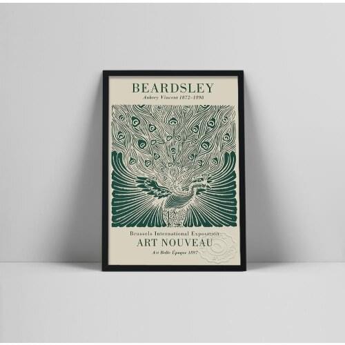 Aubrey Vincent Beardsley Art Nouveau Film Modern Abstract Exhibition Poster Green Peacock Canvas Painting Prints Home Wall Decor
