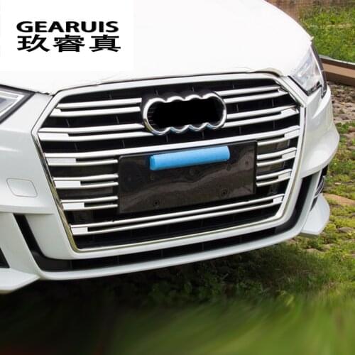 Car styling Chrome ABS Front Air Grille Trim Strips For Audi A3 Sedan Auto Accessories Bumper Decorative Sequins Cover Stickers