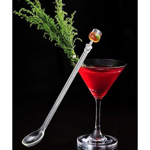 Barware Bar Tools Acrylic Sand cup Long handle Cocktail Picks Fruit juice stirring rod whisks Swizzle stick spoon 10pc/lot