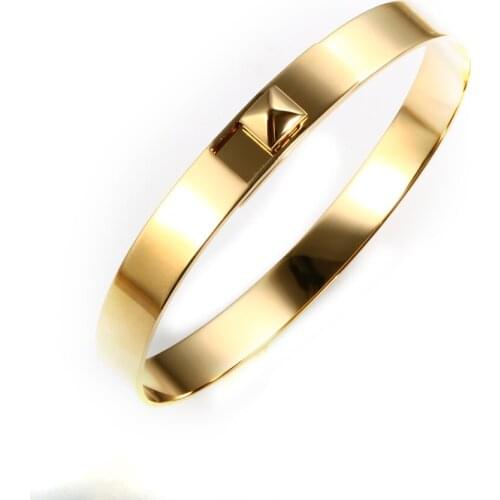 Stainless Steel Pyramid Cuff Bracelets Bangles Rivet Charm Bangle Bracelet For Women Men Punk Jewelry Gift