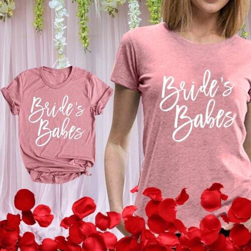 Bride Squad Short Sleeve Shirt Women Bridesmaid Bachelorette Party Wedding T-shirt Aesthetic Single Party Bride Squad Tops #YJ