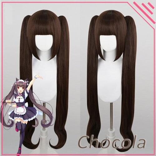 Chocola Wig Anime NEKOPARA Cosplay Wig Women Chocolate 100cm Heat Resistant Synthetic Hair NEKOPARA Chocolat Cosplay Hair