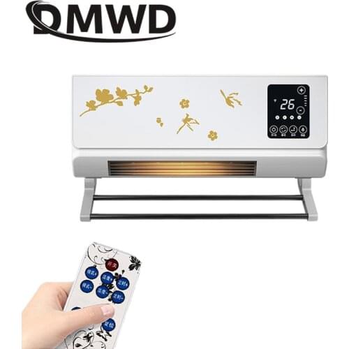 DMWD Electric Heater Fan Bathroom Hanging Warm Hot Air Blower Radiator Wall-Mounted Remote Control Thermal Heating Warmer 2000W