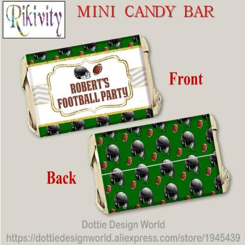 Football Birthday Party Favor Mini Candy Bar Labels Chocolate Hershey Wrapper Stickers Sports Wine Water bottle Label decoration