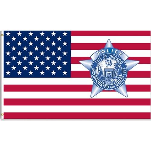 Flag of USA Police City of Chicago Badge Banner 60x90cm/90x150cm/120x180cm 100D Polyester Brass Grommets