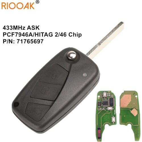 3 Button 433MHz PCF7946A ID46 Flip Remote Car Key Fob for Fiat Fiorino Qubo For Peugeot Bipper For Citroen Nemo 2007 2008