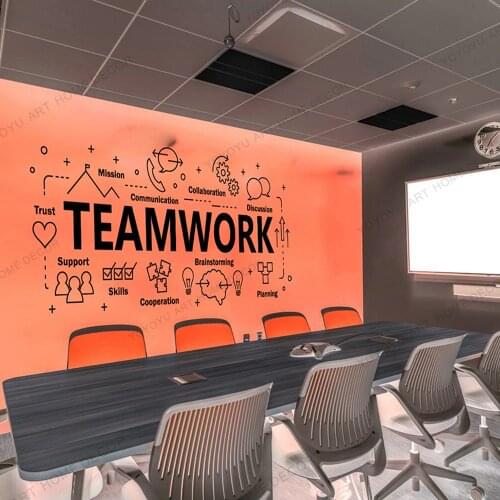 Classic Teamwork Office Wall Sticker Inspirational Quote Teamwork Cooperation Plan Vinyl Wall Decal For Office Decor Mural rb623