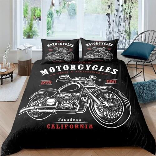 3D Printed Motorcycle Race Cover Set Design Black Bedding Set 2/3pcs With Pillwcase Bed Comforter Set Microfiber Home Textiles