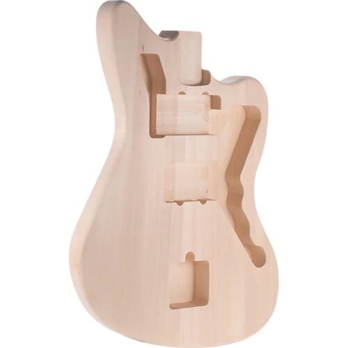 Muslady MZB-T DIY Electric Guitar Unfinished Body Guitar Barrel Blank Basswood for Mustang Guiatrs Guitar Body Replacement Parts