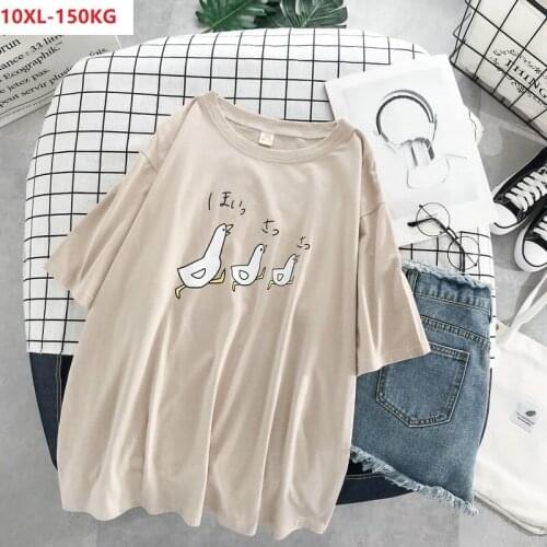 Summer cartoon funny t-shirts women short sleeve ins soft tees oversize 8XL 10XL home loose cotton tops 58 60 100KG 150KG blue