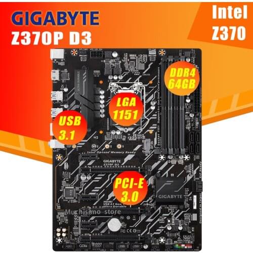 For Gigabyte GA Z370P D3 Motherboard Support Intel 8th-Gen i7 i5 i3 CPU LGA 1151 DDR4 64GB PCI-E 3.0 M.2 Overlocking ATX Used