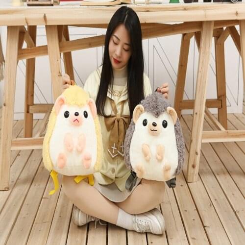 Cute Cartoon Plush Hedgehog Doll School Bag PlushBackpack Boy Girl Birthday Christmas Halloween Gift for Children 32cm