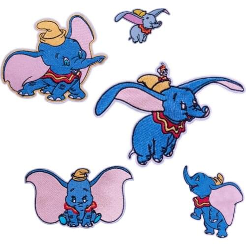 Disney anime Dumbo patches fashion Water-soluble embroidery pattern Clothing decoration accessories patch clothing stickers