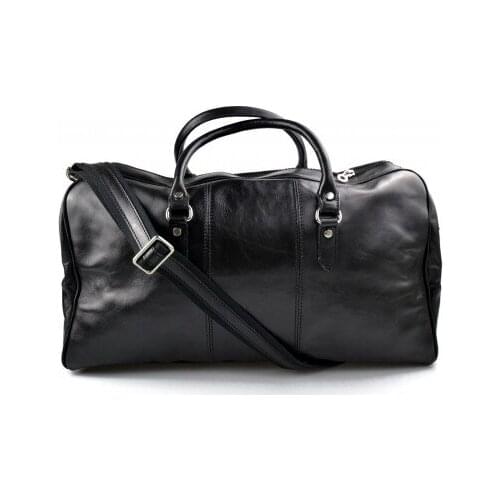 Mens leather duffle bag black shoulder bag travel bag luggage weekender carryon cabin bag