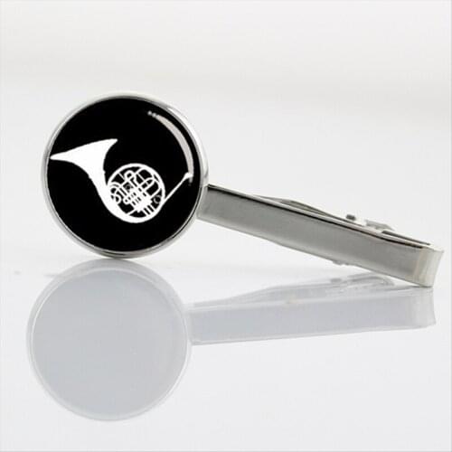 Musical instrument french horn Tie Clips vintage retro men dress accessories symphony Tie Clip Popular Male Luxury Tie Pins T675