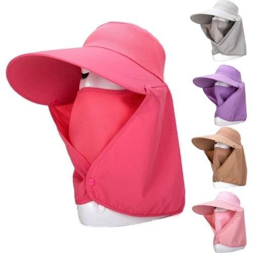 N7MF Sunhat with Wide Brim and Face Cover for Windproof Cap Adjustable with Strap Transformable to Single Sunhat
