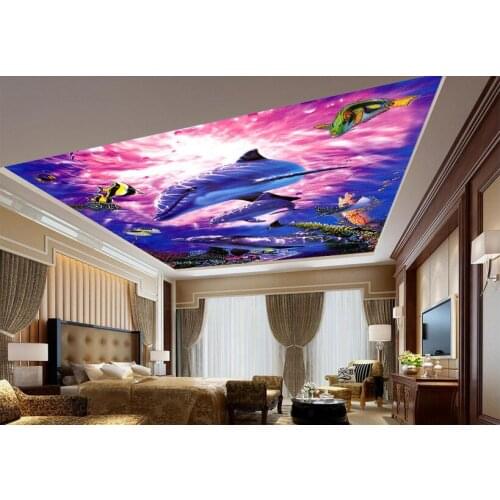 3d room wallpaper custom mural non-woven picture wall sticker 3 d Colorful sea fish ceiling mural photo wallpaper for walls 3d