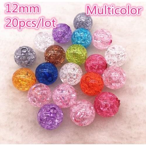 NEW 20pcs 12mm Gold Round Acrylic Crackle Bead Loose Spacer Beads For Necklaces Bracelets Jewelry Making #05