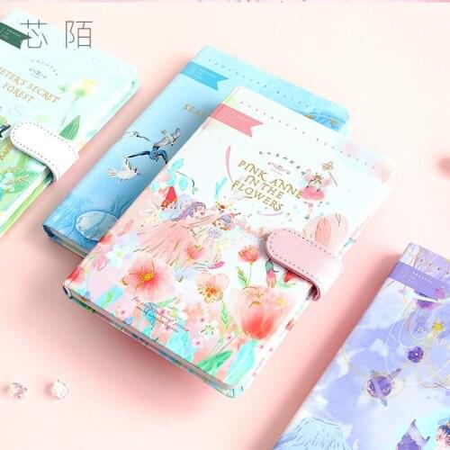 2021 New Hand Ledger Retro Small Fresh Magnetic Buckle Illustration Dream Hand Ledger Simple Ins Style Diary Korean Stationery