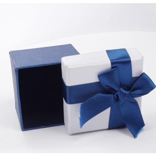 Simple Ring Box Engagement Wedding Jewelry Square Bow Ring Box Gift for Lover