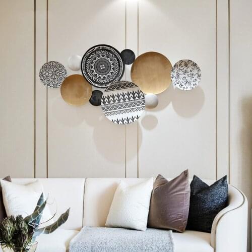 Simple and Modern Three-dimensional Iron Sofa Background Wall Decoration Pendant Restaurant Fashion Round Creative Decoration