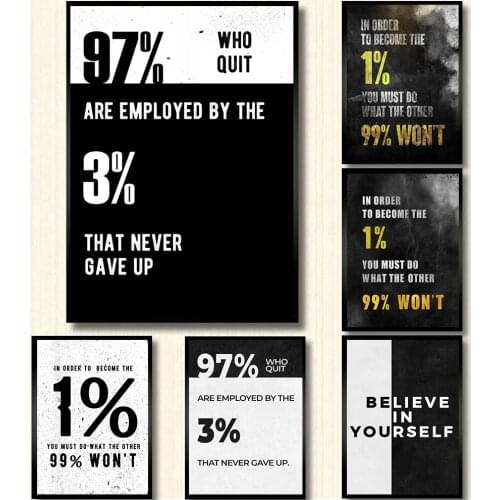 Simple Never Give Up Qutoes Letters Motivational Posters and Prints on Wall Canvas Painting Wall Art Picture for Living Room