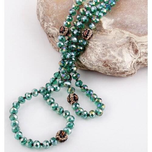 RH Fashion Bohemian Jewelry Long Glass TigerEye Pave Necklaces For Women Necklace Boho Gift