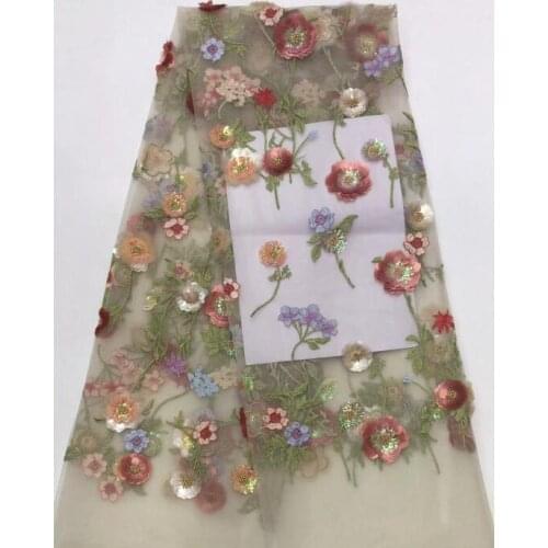 Luxury Nigerian lace fabric african net lace fabric SYJ-9693 with beads for wedding dress