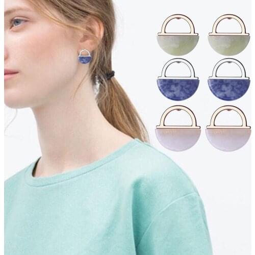 Women Personality Simple Earring Solid Color Semi-Precious Stones Earrings Female Temperament Fresh Earrings Accessories
